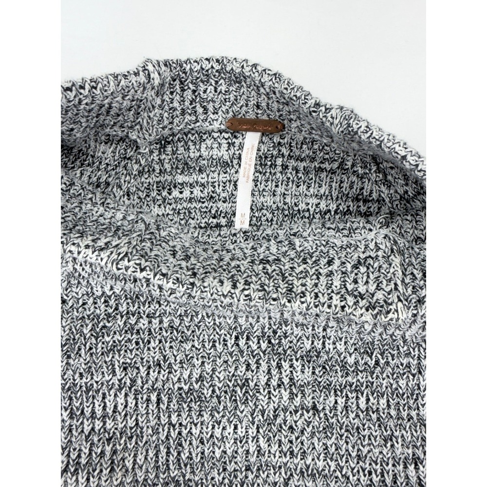 Free People Grey Marled Mock Neck Cropped Knit Sweater Womens Medium OB534960 - Picture 2 of 4